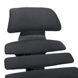 Padded headrest and backrest in black fabric of the Professional Office Chair ERGO LINE II PRO by hjh OFFICE