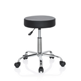 Black Swivel stool OPERATOR II with gas spring and five-caster base by hjh OFFICE – 360-degree view (front three-quarter view 40°)