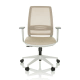 Beige Home Office Chair PROFONDO ECO W with mesh back and five-caster base by hjh OFFICE – 360-degree view (front view 0°)
