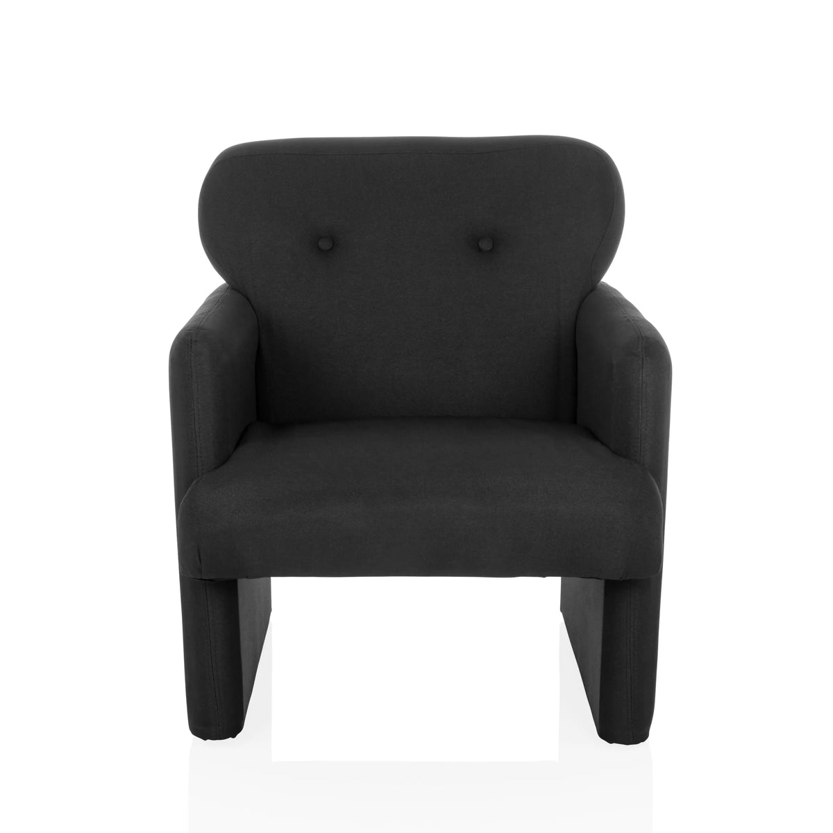 Black Lounge Chair CARIPITO with fabric upholstery and two buttons on the backrest by hjh LIVING – 360-degree view (front view 0°)