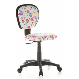 Swivel Chair – Children KIDDY TOP with colourful heart and flower pattern and five-caster base by hjh OFFICE – 360-degree view (front three-quarter view 40°)