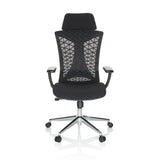 Black Professional Office Chair FALEO B with mesh back and five-caster base by hjh OFFICE – 360-degree view (front view 0°)