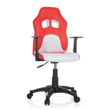 Red and white TEEN GAME AL swivel chair for children with armrests and black five-caster base by hjh OFFICE – 360-degree view (front view 20°)
