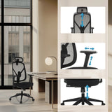 Adjustable headrest, seat height and gas spring of the Professional Office Chair RALOO ECO by hjh OFFICE