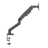Black Ergomount GF1 monitor mount with articulated arm and desk clamp fastening by hjh OFFICE