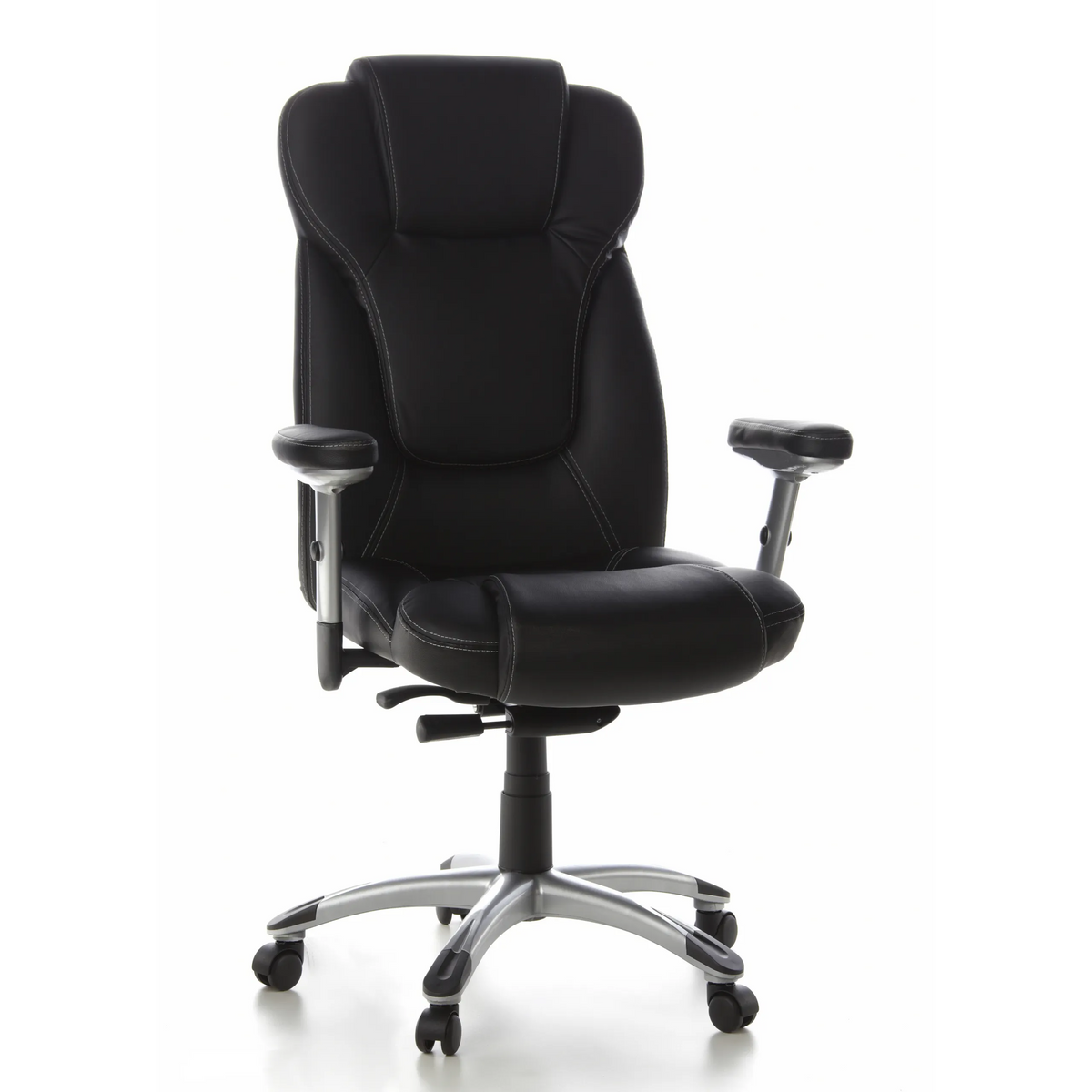 Black Professional Executive Chair EMBASSY 200 with armrests and five-caster base by hjh OFFICE – 360-degree view (front view 20°)