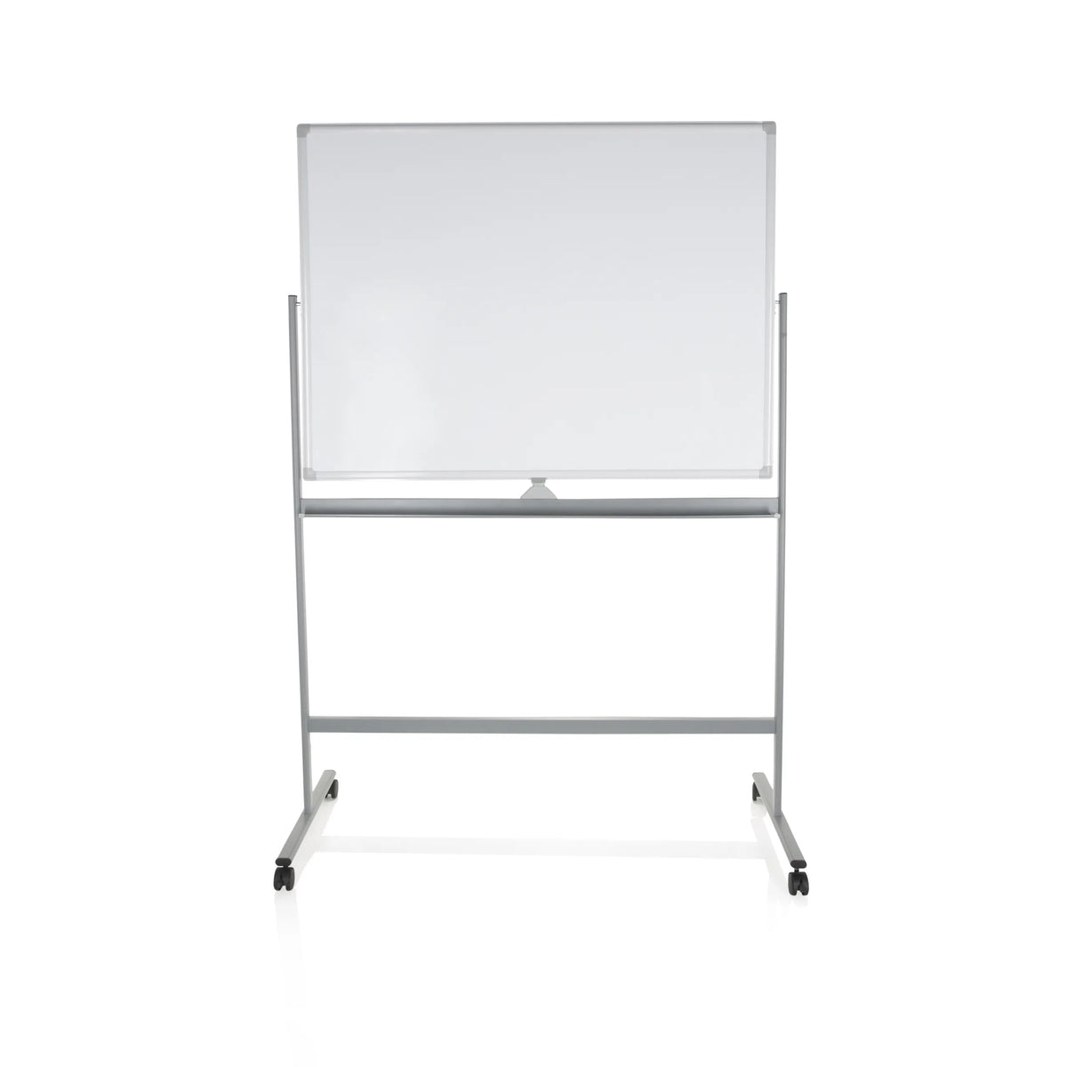 White Whiteboard MULTIBOARD I with silver frame and castors by hjh OFFICE – 360-degree view (front view 0°)