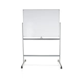 White Whiteboard MULTIBOARD I with silver frame and castors by hjh OFFICE – 360-degree view (front view 0°)