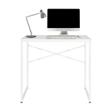 White Office Desk EASY UP H I with X-shaped brace and accessories by hjh OFFICE