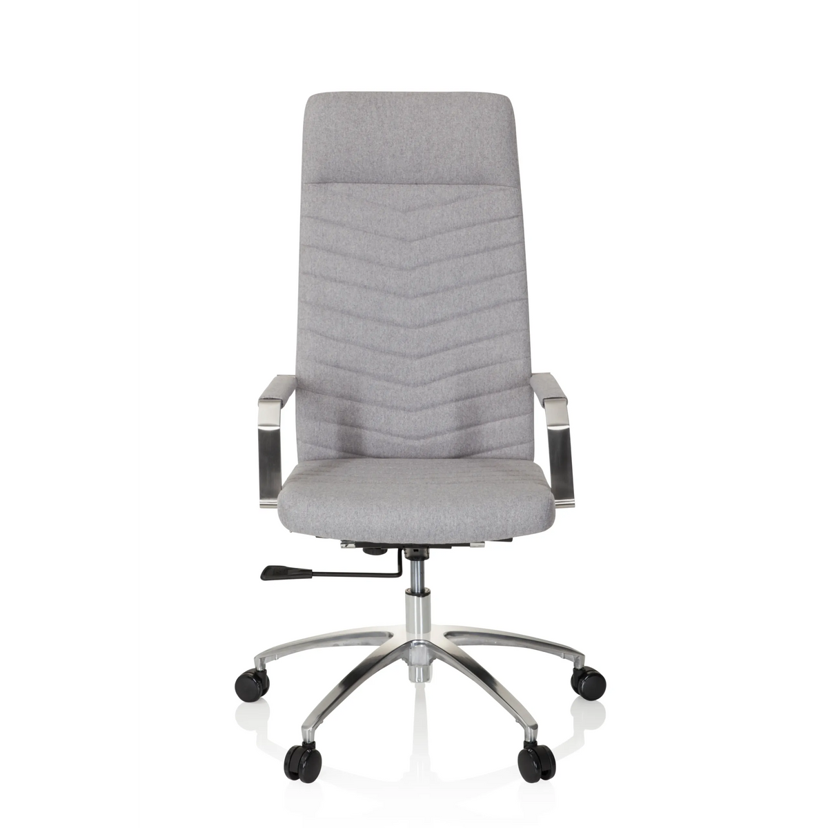 Light grey Home Office Chair SARANTO PLUS with armrests and five-caster base by hjh OFFICE – 360-degree view (front view 0°)