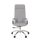 Light grey Home Office Chair SARANTO PLUS with armrests and five-caster base by hjh OFFICE – 360-degree view (front view 0°)