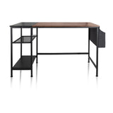 Office Desk WORKSPACE H I in black and brown with two shelves and a side fabric bag by hjh OFFICE – 360-degree view (front view 0°)
