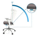 Adjustable 90-degree recline angle of the backrest of the Professional Office Chair ASPEN WHITE PRO by hjh OFFICE