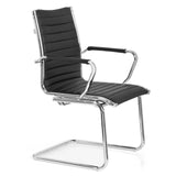 Black Cantilever chair VEMONA V with cross-stitching and chrome armrests by hjh OFFICE – 360-degree view (front three-quarter view 60°)