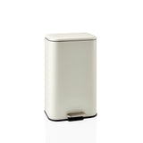 Beige Wastepaper Clean 1 with pedal opening and flat lid by hjh OFFICE – 360-degree view (front view 15°)