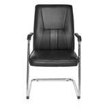 Black cantilever chair TILA with armrests and chrome frame by hjh OFFICE – 360-degree view (front view 0°)