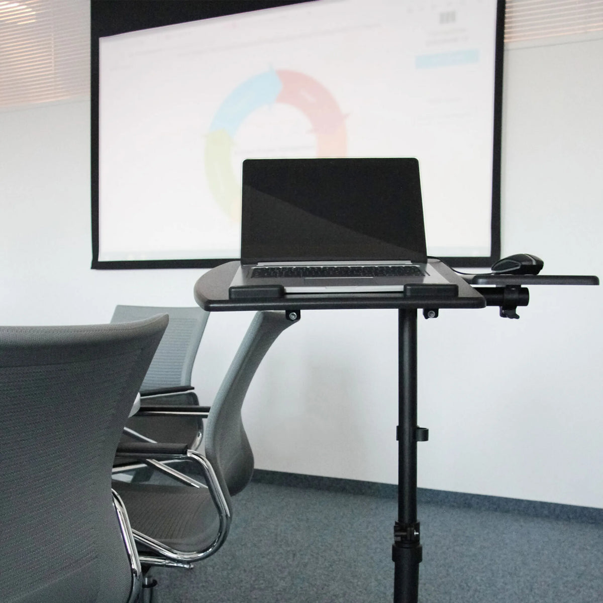 Black Standing desk VM-SL with laptop and mouse tray by hjh OFFICE