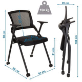 Dimensional drawing of the Folding chair PRIORITY II with a height of 98 cm and 150 kg load capacity by hjh OFFICE