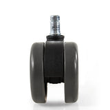 Twin wheel castors 5x ROLO FREE 11mm/65mm in black for hard floors with metal pin by hjh OFFICE