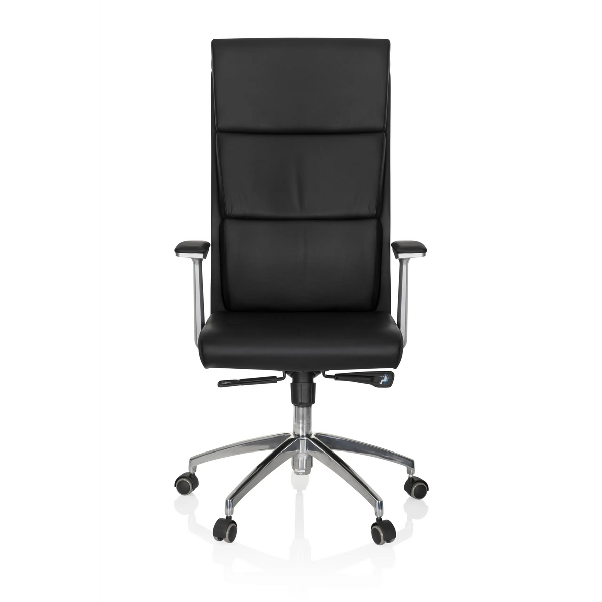 Black Luxury Executive Chair MONZA 20 with armrests and a five-caster base by hjh OFFICE – 360-degree view (front view 0°)