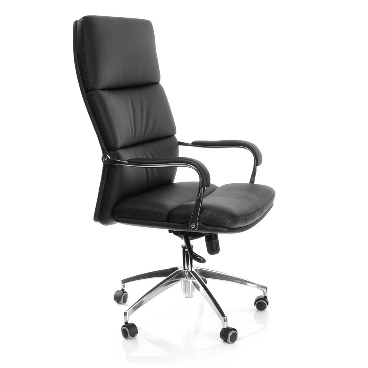Black Professional Executive Chair BRUNELLO 20 with armrests and five-caster base by hjh OFFICE – 360-degree view (front three-quarter view 60°)