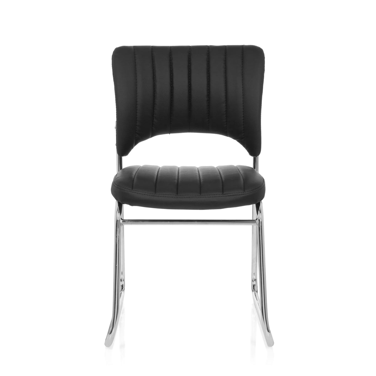 Black guest chair CASPI V with quilted cover and sleigh base by hjh OFFICE – 360-degree view (front view 0°)
