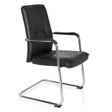 Black cantilever chair TILA with armrests and chrome frame by hjh OFFICE – 360-degree view (front three-quarter view 60°)