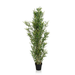 Green Artificial plant BAMBUS with narrow leaves in a black plant pot by hjh OFFICE