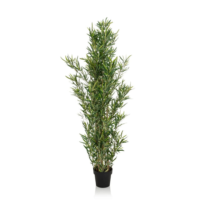 Green Artificial plant BAMBUS with narrow leaves in a black plant pot by hjh OFFICE