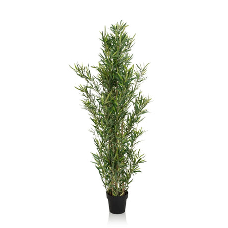 Green Artificial plant BAMBUS with narrow leaves in a black plant pot by hjh OFFICE