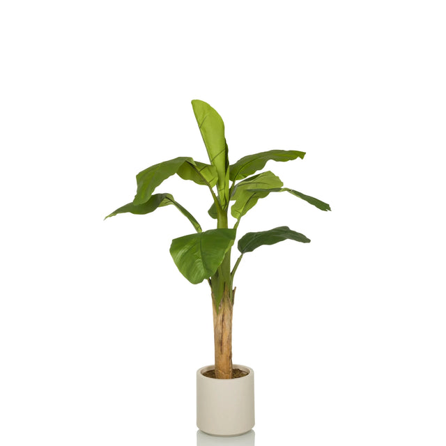 Green Artificial plant BANANE I with large leaves in a simple white pot by hjh OFFICE