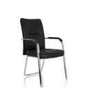 Black guest chair BANDA V with faux leather upholstery and chrome sled base by hjh OFFICE