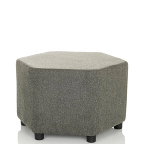 Grey upholstered stool BAREO with textured fabric cover and short black feet by hjh OFFICE