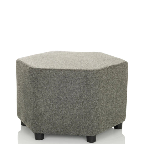 Grey upholstered stool BAREO with textured fabric cover and short black feet by hjh OFFICE