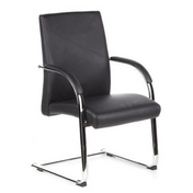 Black cantilever chair BAROLO V with armrests and chrome sled base by hjh OFFICE