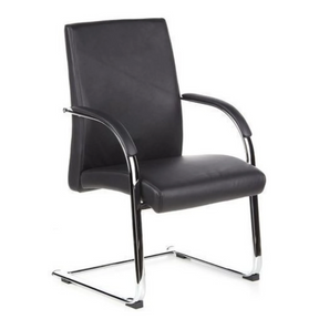 Black cantilever chair BAROLO V with armrests and chrome sled base by hjh OFFICE