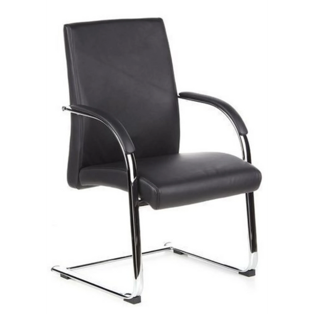 Black cantilever chair BAROLO V with armrests and chrome sled base by hjh OFFICE