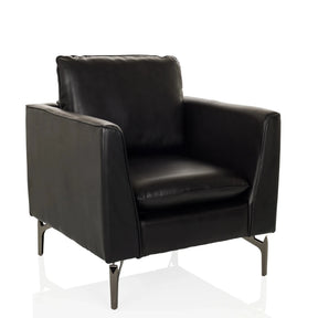 Black faux leather Lounge Chair BAVERO with metallic legs by hjh OFFICE