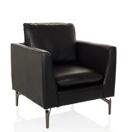 Black faux leather Lounge Chair BAVERO with metallic legs by hjh OFFICE