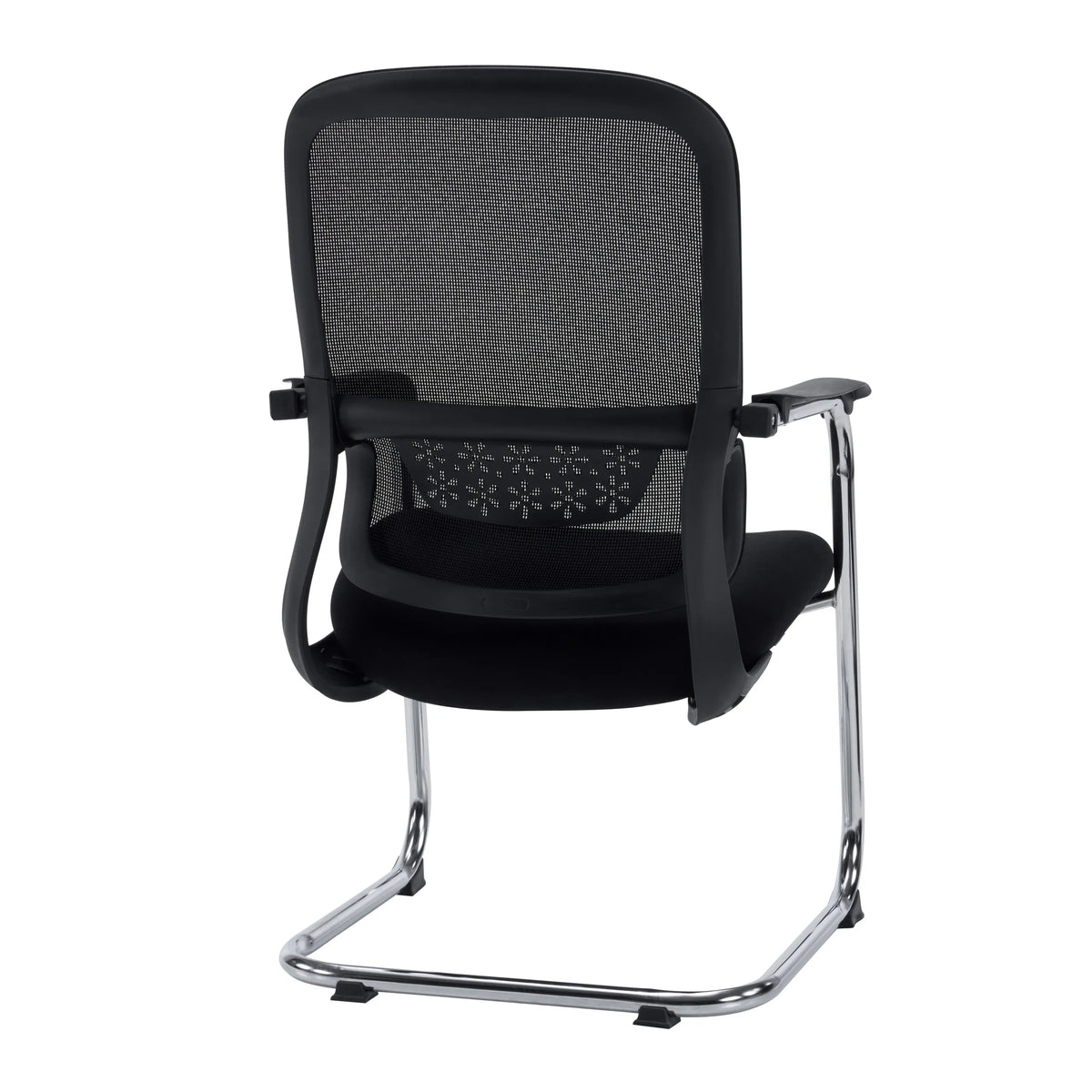 Black Ergomy Meet cantilever chair with mesh backrest, armrests and chrome sled base by hjh OFFICE