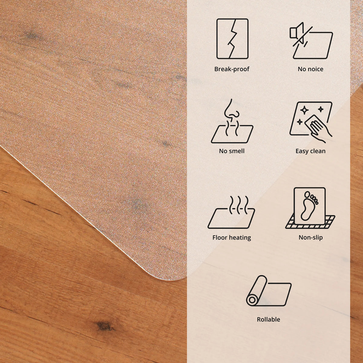 Transparent polycarbonate of the Office Mat ULTIMAT II with functional symbols by Floortex