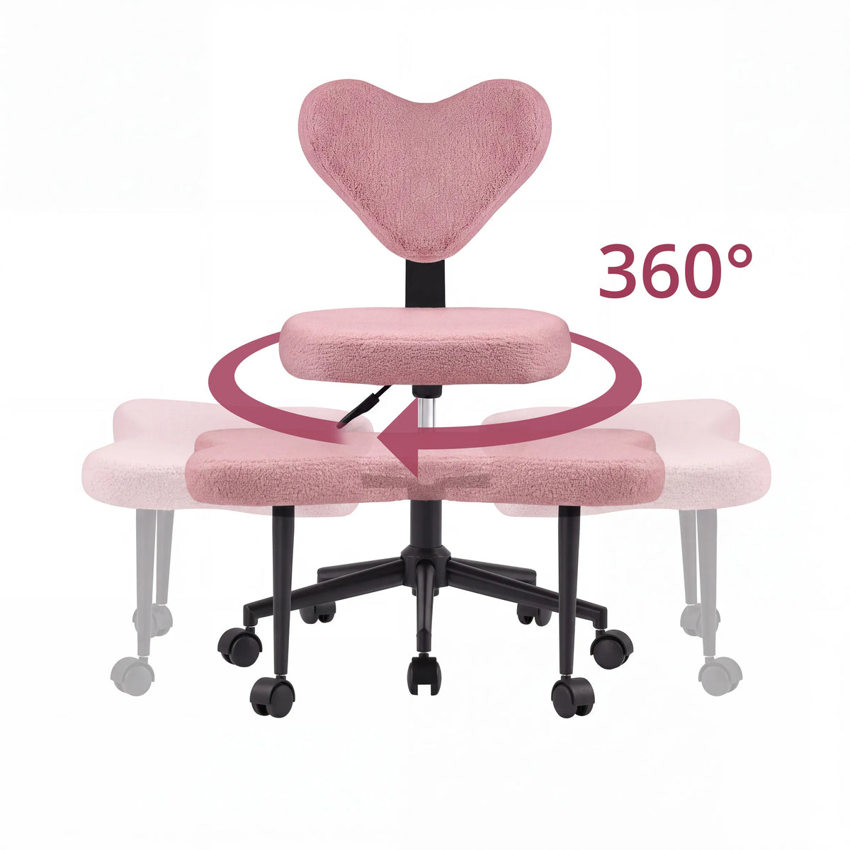360-degree swivel function of the pink Asanasit meditation chair with heart-shaped backrest by hjh LIVING