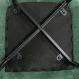 Underside with black cross frame of the ELARIS dining chair in petrol by hjh LIVING