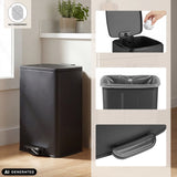 Black Clean Step 3 wastepaper bin with foot pedal and bin liner holder by hjh OFFICE (AI-generated image)