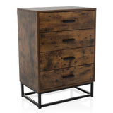 Brown Chest of drawers VINSTRA with four drawers and black metal frame by hjh LIVING – 360-degree view (front view 15°)
