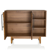 Open compartment with shelves of the SANTJAGO WOOD L chest of drawers in dark wood effect by hjh LIVING