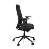 Black Professional Office Chair CHIARO T1 BLACK with mesh back and five-caster base by hjh OFFICE – 360-degree view (side profile 80°)