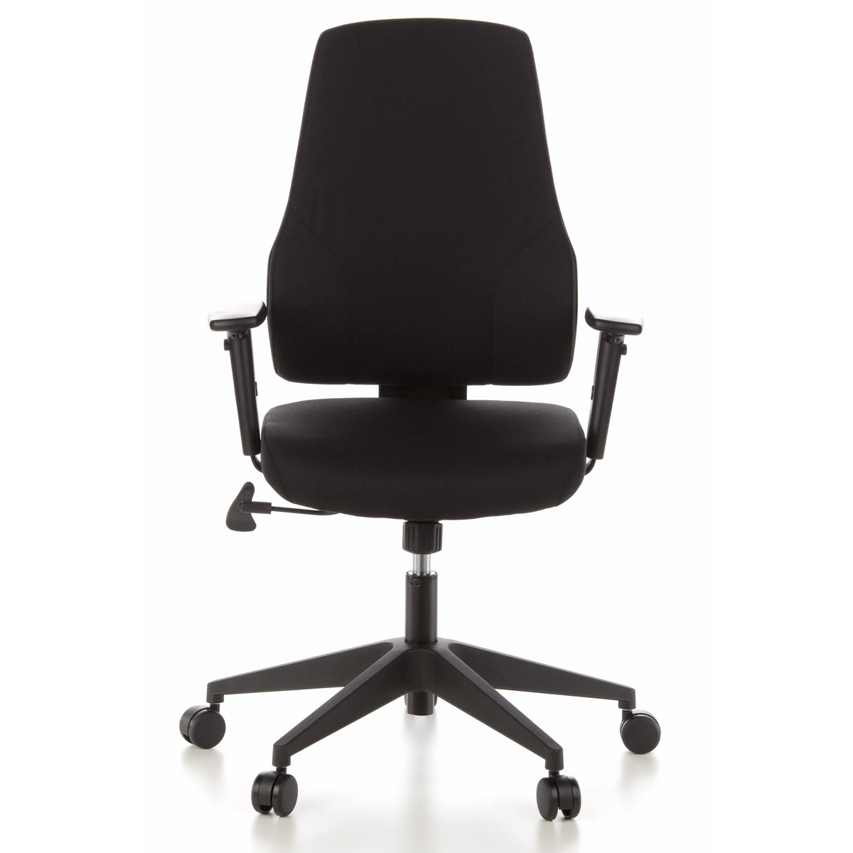 Black Professional Office Chair PRO-TEC 100 with armrests and five-caster base by hjh OFFICE – 360-degree view (front view 0°)