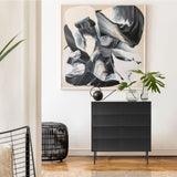 Black Chest of drawers KARBY K with three drawers and a ribbed front surface by hjh LIVING
