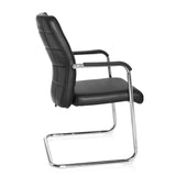 Black cantilever chair FLEXO V with square stitching and armrests by hjh OFFICE – 360-degree view (side profile 100°)